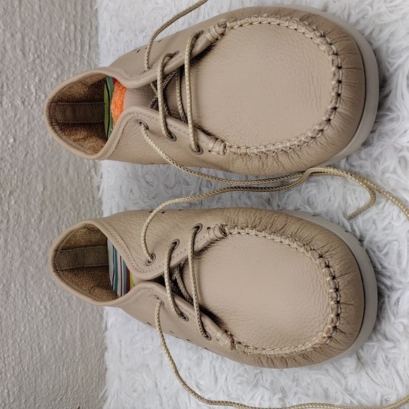 SAS Breezy Latte Leather Upper Round Toe Lace Up Moccasin Style Comfort Shoe - Picture 12 of 16